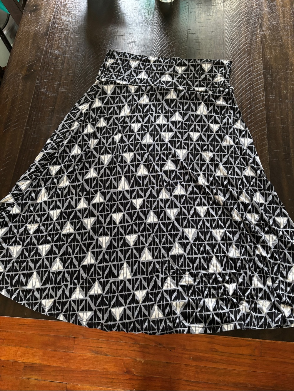 LuLaRoe Black and White Geometric A-Line Midi Skirt